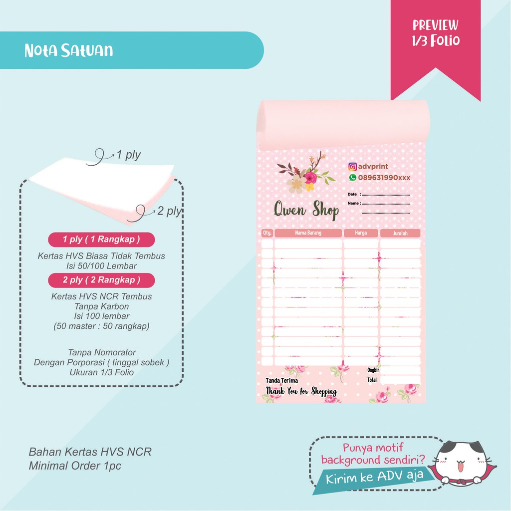 

NOTA 1/3 SATUAN CUSTOM FREE DESAIN MURAH