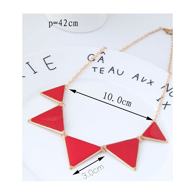 LRC Kalung fashion Gold Triangle Shape Decorated