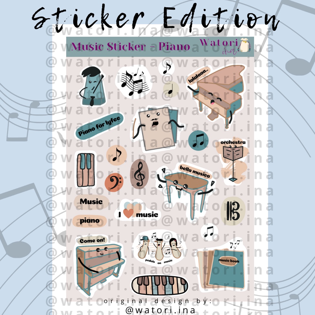 

Music Sticker - Piano / Stiker Piano lucu journaling