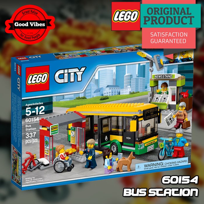 Original LEGO CITY 60154 Bus Station - Mainan Edukasi Anak Kreatif Town Mobil Bis Motor Stasiun