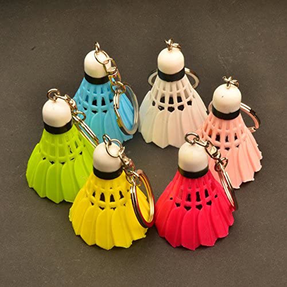 QUINTON Men Women Mini Badminton Club Gifts Car Key Holder Badminton Keychain Creative Bag Pendant Colorful Sports Key Chain Jewelry PVC Shuttlecock Key Chains/Multicolor