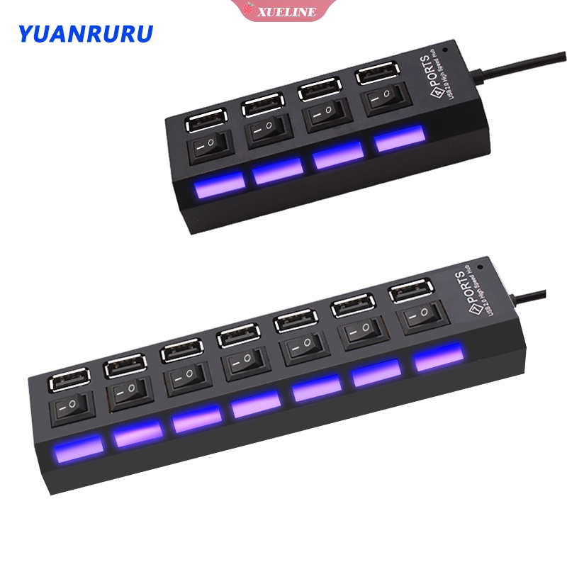 Hub Splitter Multi Port USB 2.0 4 / 7 Dengan Saklar Untuk PC / Laptop