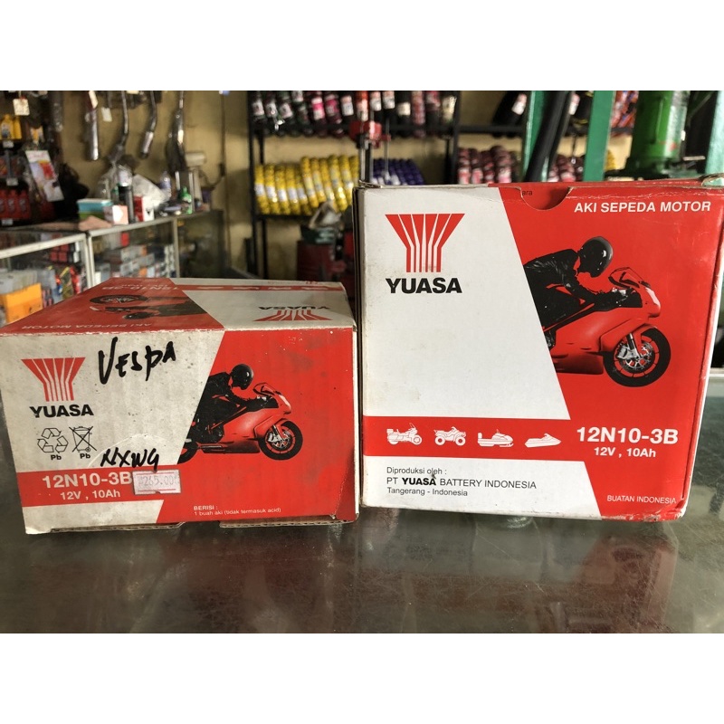 Aki Vespa Yuasa 12n10-3b Aki 10 Amper Yuasa ( Aki motor roda 3 )