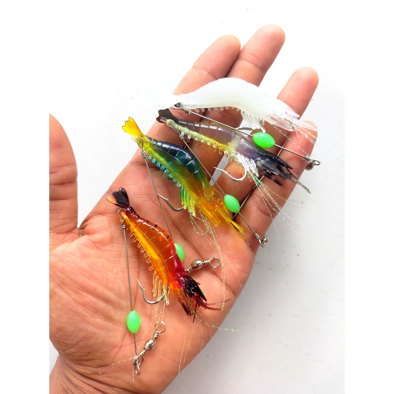 Soft Lure Bentuk Udang Boomer Isi 4 biji Panjang 7cm Warna Bagus Sudah Ada Mata Pancing Umpan Kakap 