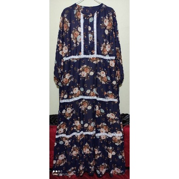 Gamis Ceruty Renda Bunga Mawar