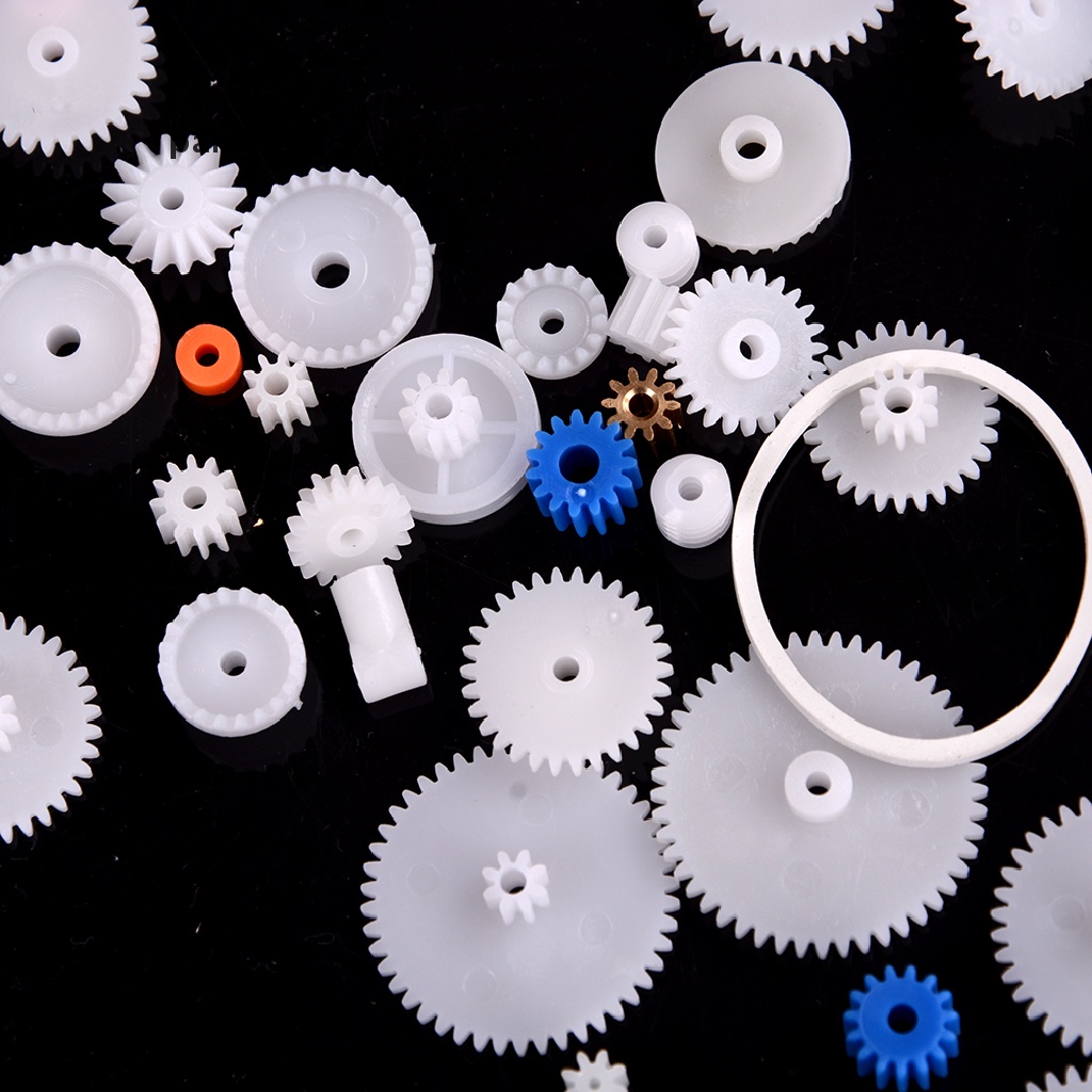 Prt 60pcs Set Roda Gigi Plastik DIY Untuk Rak Pulley Belt Worm Singledouble Gear PRT