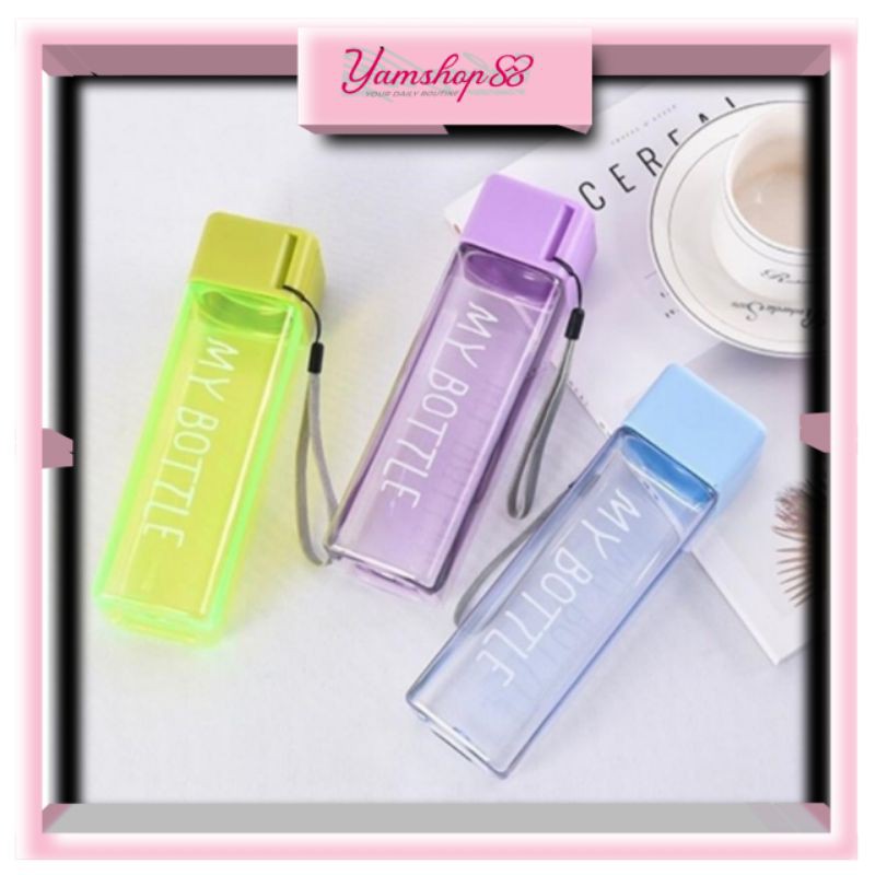 ☀️ YAMSHOP88 ☀️ My Bottle Kotak Petak Clear isi 500 ml / Botol Persegi Minum BPA FREE Makassar Murah
