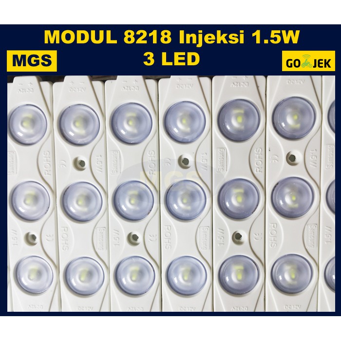 100Pcs Modul 5630 3 LED + Lensa Tipe 8218 12V Putih