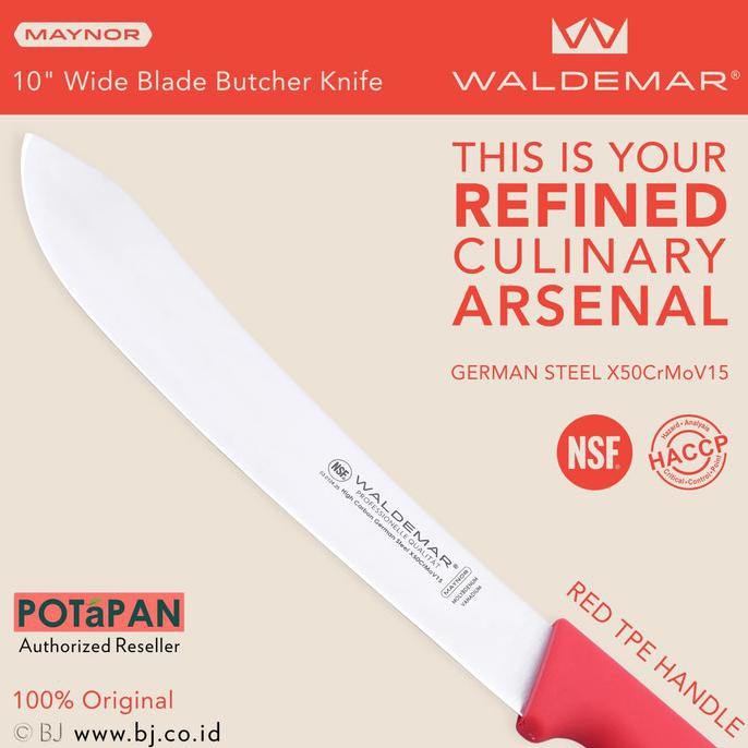 Waldemar Maynor 10" Wide Butcher Knife NSF X50CrMoV15 German Steel