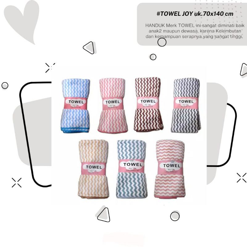 HANDUK Mandi Dewasa 70*140cm TOWEL JOY LIFE JOY NATURAL  MICROFIBER MOTIF ZIGZAG / KRITING IMPORT