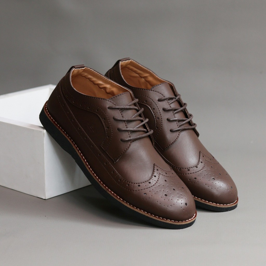 Sepatu Formal Pria Kasual Casual Pantofel Pria Kantor Kerja Kuliah Santai Pesta Kondangan Gereja Guru Dinas Kulit Syntetis Hitam Coklat Murah Terbaru