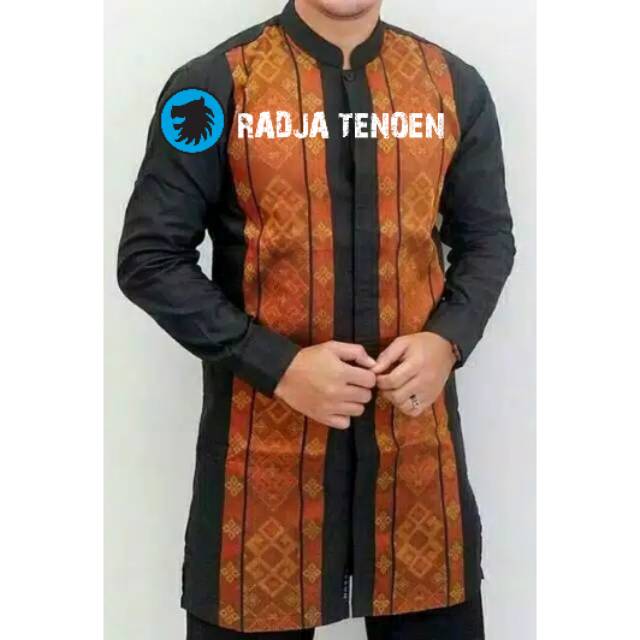 Kemeja koko tenun songket hitam gold