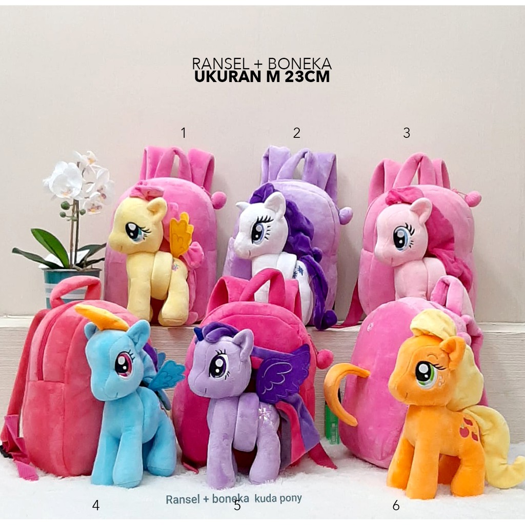 tas ransel sekolah boneka kuda pony impor disney pretty 25cm paud anak2 kids