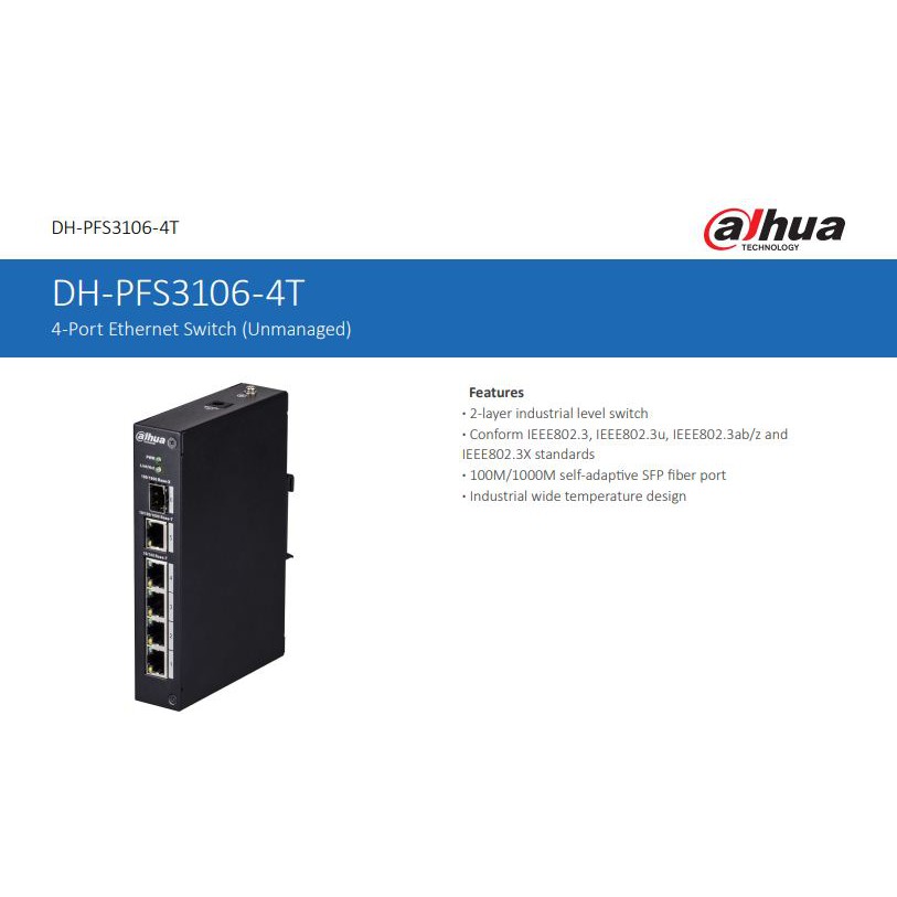 Dahua Access Switches PFS3106-4T 4-port switch