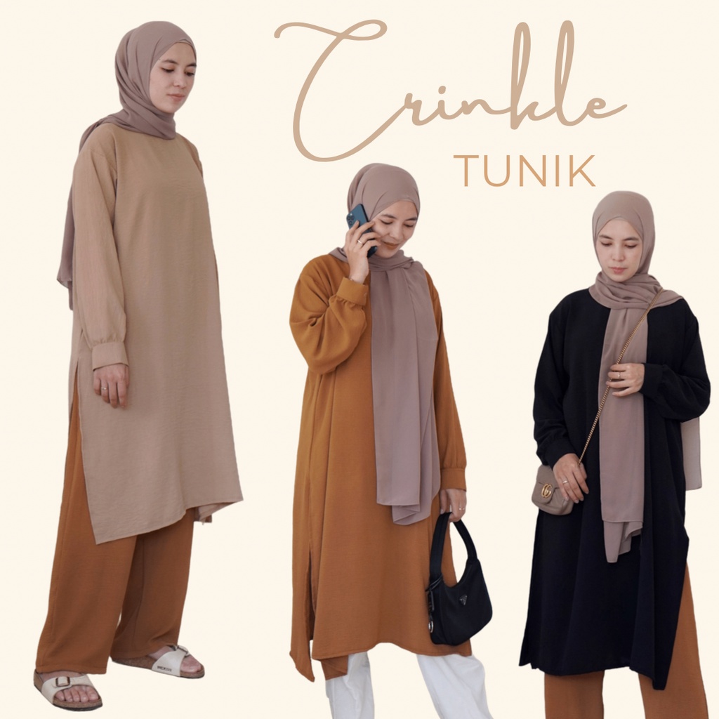 TUNIK CRINKLE LD 120 BUSUI DAN NON  BUSUI/ TUNIK CRINKLE AIRFLOW/ LONG TUNIK