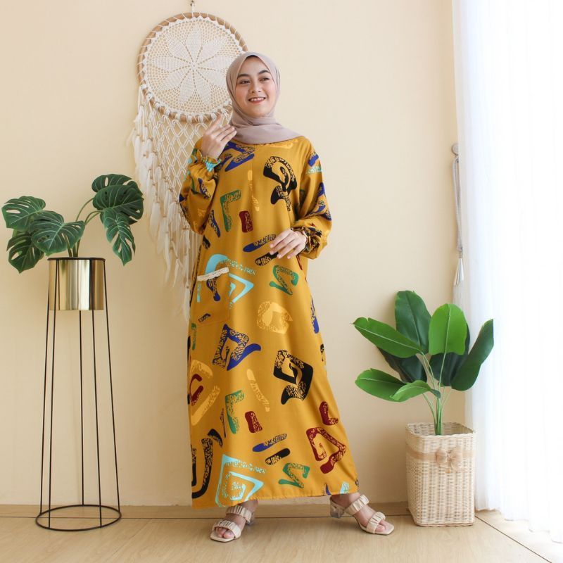 COD DASTER GAMIS LONG DASTER RAYON VISCOSE LENGAN PANJANG JUMBO LD 120-ORINA ( KELLY )