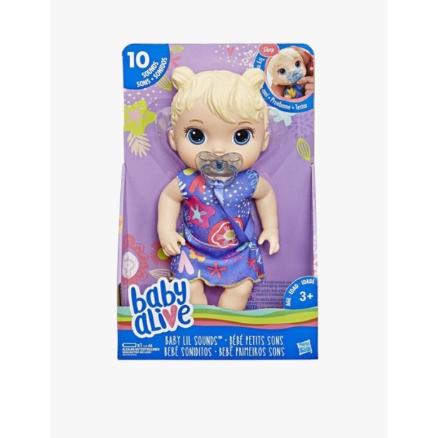 Baby Alive : Baby Lil Sounds : Interactive Baby Doll           Boneka bayi bisa ada suaranya . hadia