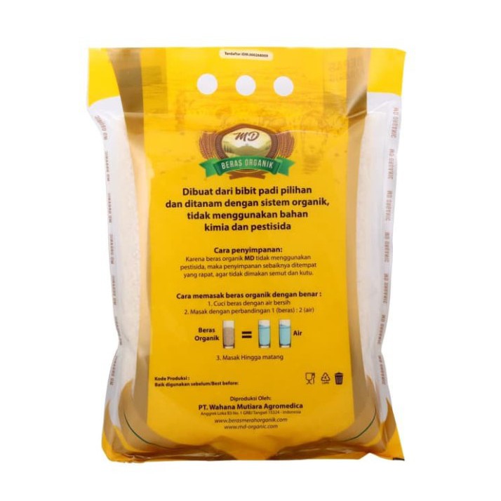 MD - Organic White Rice 2kg - Beras Pandan Wangi - Pulen