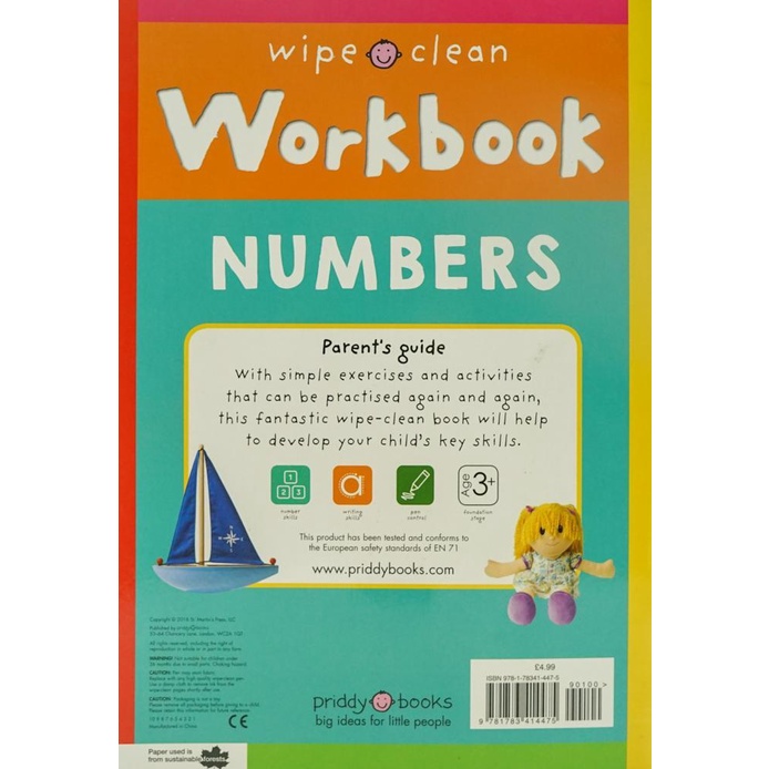 

Wipe Clean Book Workbook Numbers 1-20 with Erasable Pen