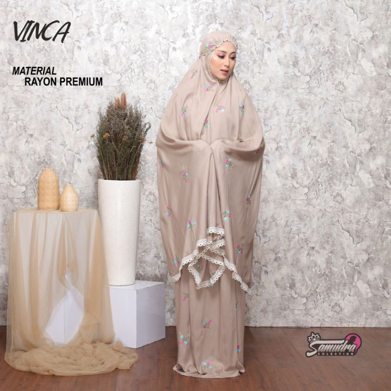 mukena vinca /mukena dewasa/mukena rayon bordir/mukena rayon renda premium/mukena bordir melati