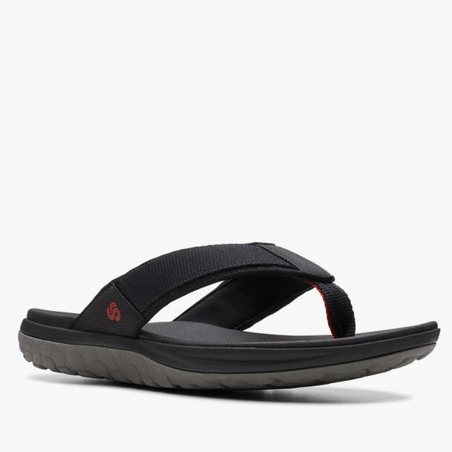 Sandal pria clarks Step Beat Dune Black Textile original TERHEBOH