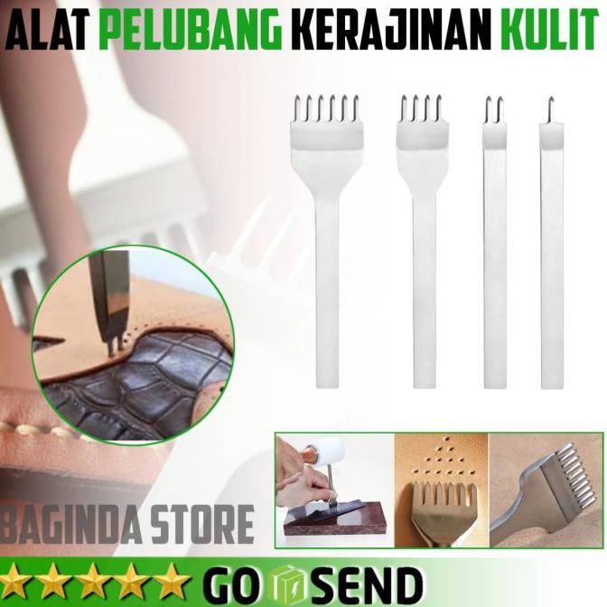 

[[BISA COD]] Alat Kerajinan Kulit Garpu Metal DIY Pelubang Kulit Leathercraft Hole - Silver