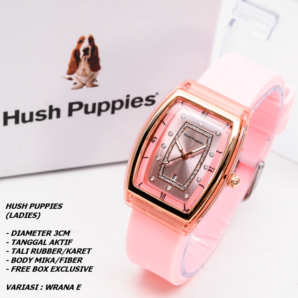 JAM TANGAN WANITA HUSH PUPPIES TALI RUBBER BODY OVAL TANGGAL AKTIF