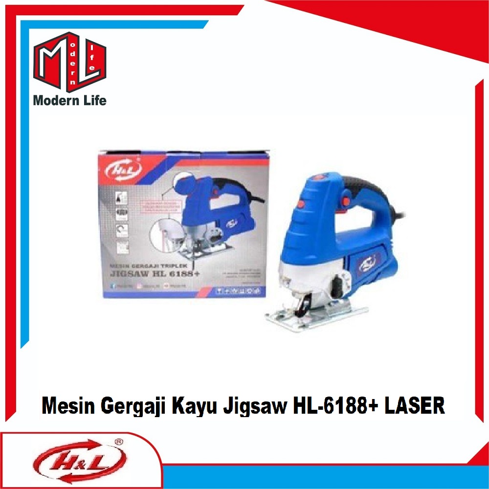 Mesin Gergaji Jigsaw Potong Triplek HL 6188+ Laser Variable Speed