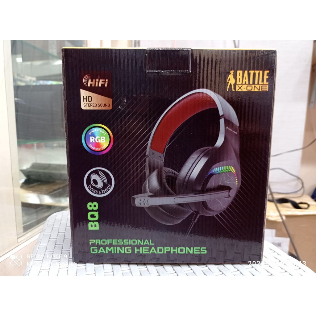 HEADSET GAMING BATTLE X-ONE BQ8 RGB HD STEREO SOUND HEDSET BASS GAMING PROFESIONAL