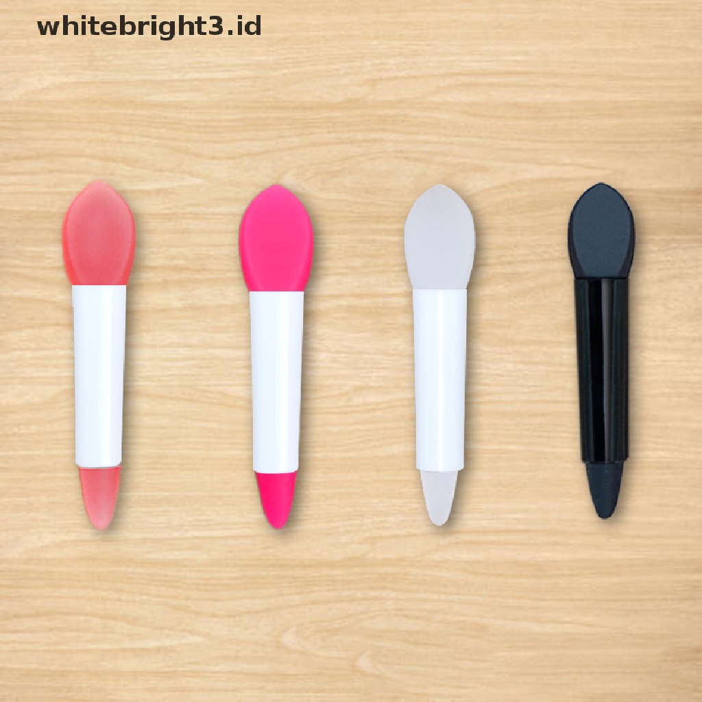 (whitebright3.id) Brush Silikon Mini Kepala Ganda Warna Pink Untuk Masker Bibir