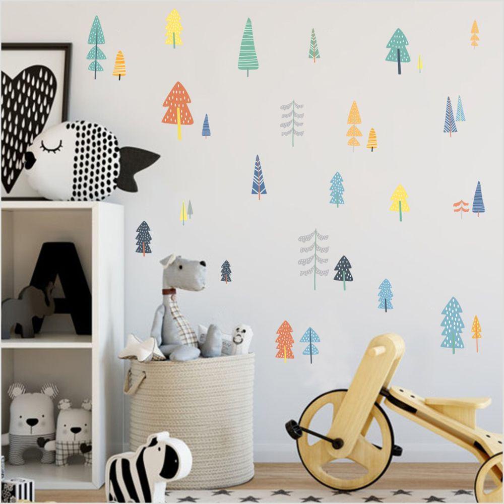 Nickolas1 Stiker Dinding Gaya Nordic Tree Woodland Dekorasi Kamar Bayi