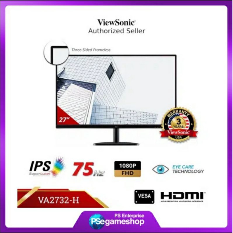 ViewSonic 27” Monitor |IPS|75Hz|FHD|Frameless [VA2732-H]