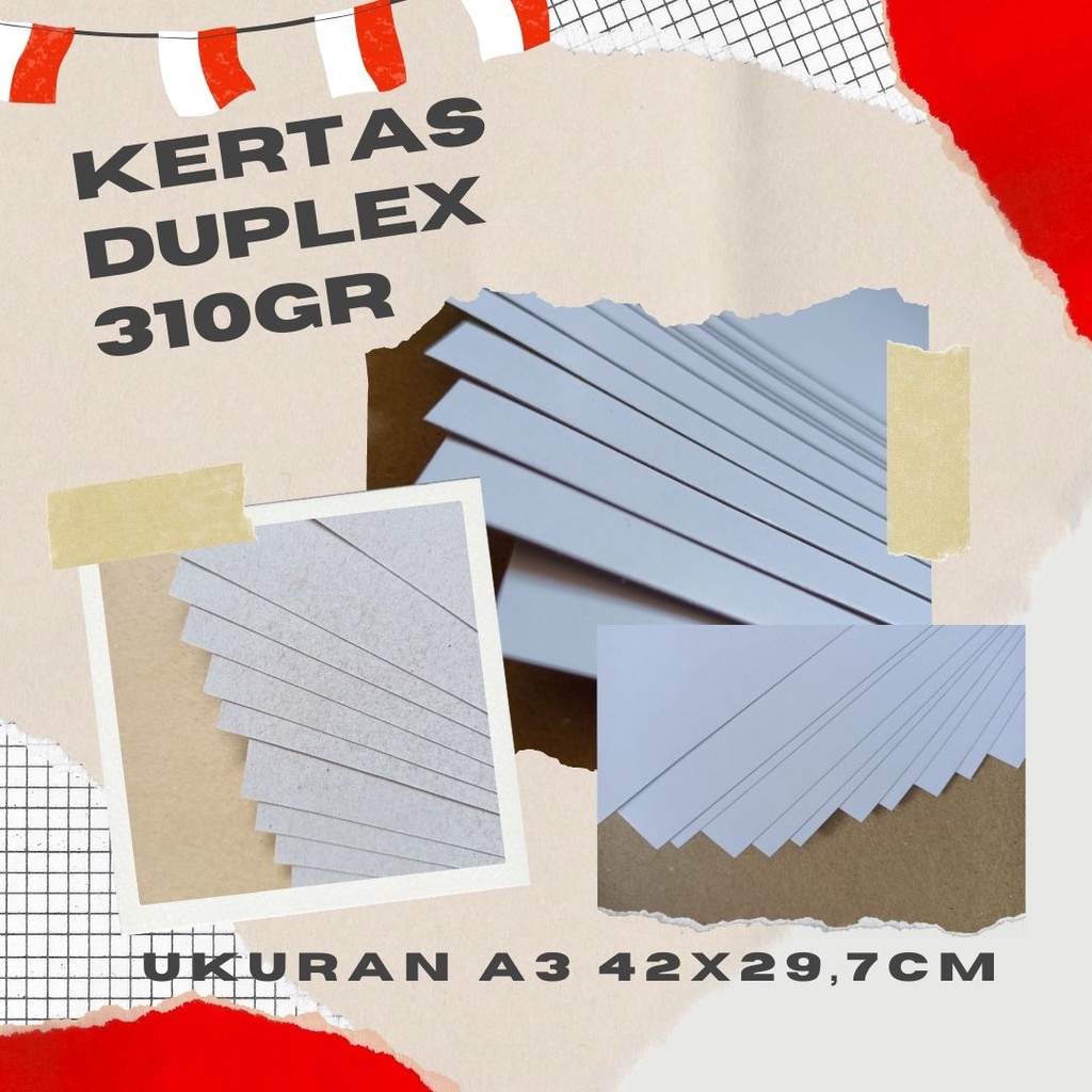 

Kertas Duplex 310GR Ukuran A3 42x29,7cm.