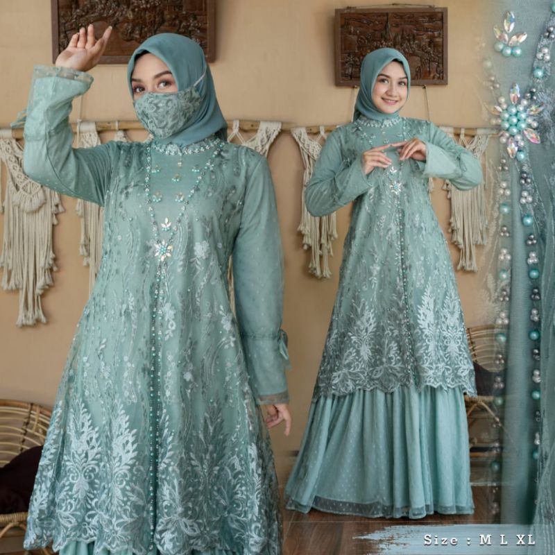 Permata Olshop / Gamis Rianty DJM  / Kebaya Gamis Modern / Gamis  Pesta Mewah / Gamis Kondangan / Kebaya Pesta