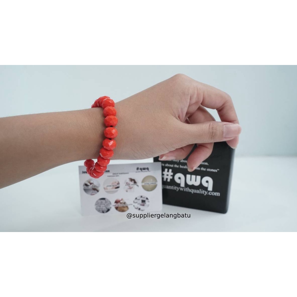 gelang kristal ceko ORANGE JERUK aksesoris tangan premium bonus kotak