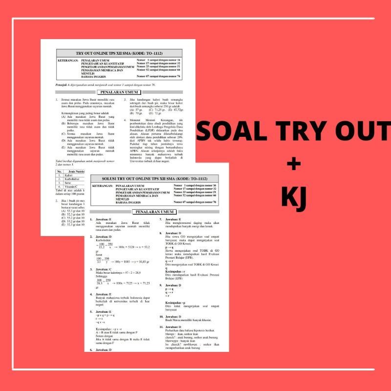 

PALING MURAH SOAL TO GO SNBT UTBK SBMPTN TPS/TKA SAINTEK/TKA SOSHUM + KUNCI JAWABAN