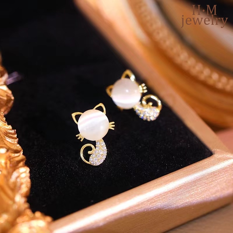 Anting Tusuk Bentuk Kucing Opal 2022