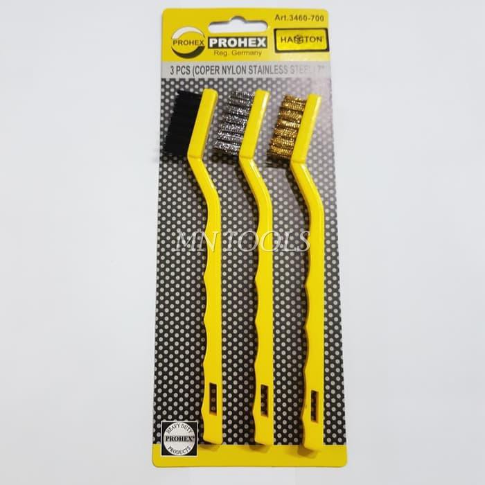 Sikat Kawat Set 3pc PROHEX ART 3460-700K / Nylon Stainless Kuningan