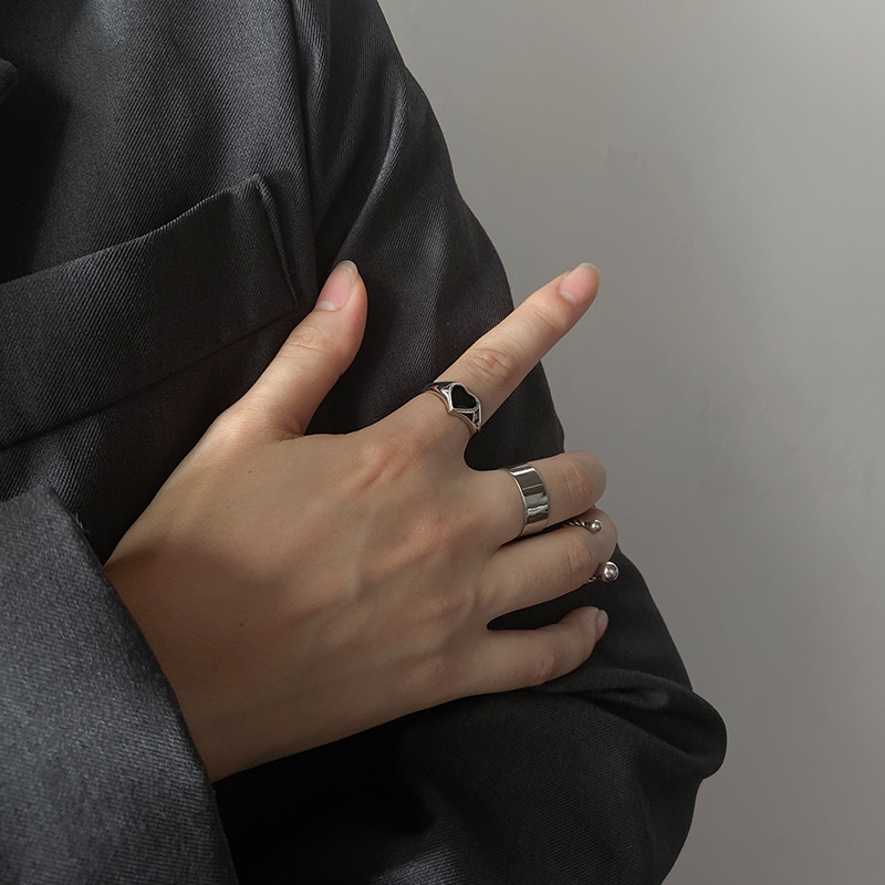 Black Love Open Ring  Trendy  Simple