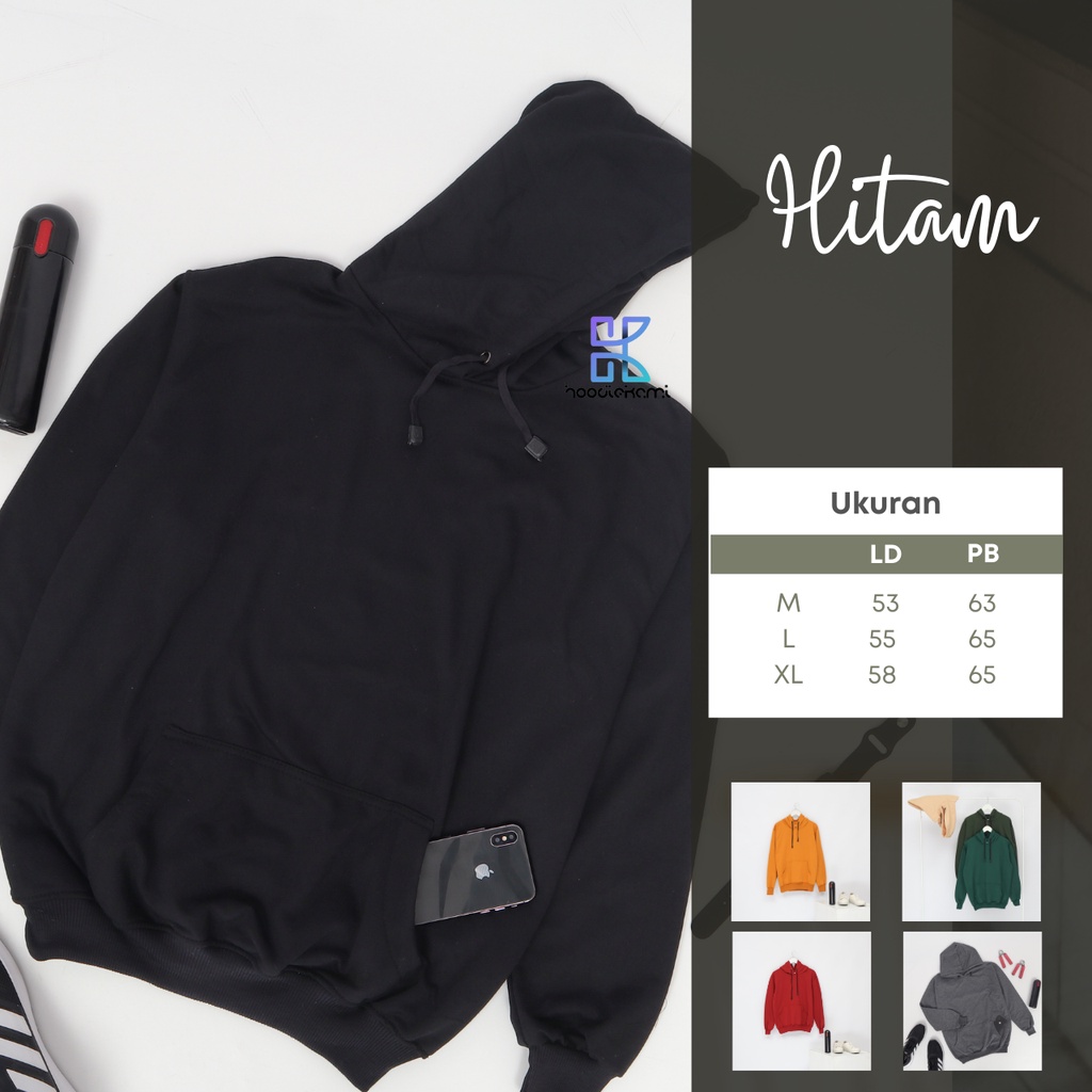 Promo Hoodie Polos Jumper Pria Wanita Bahan Fleece Warna Hitam