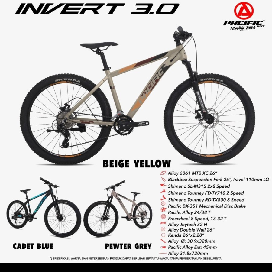 sepeda gunung mtb pacific invert 3.0 26 inch