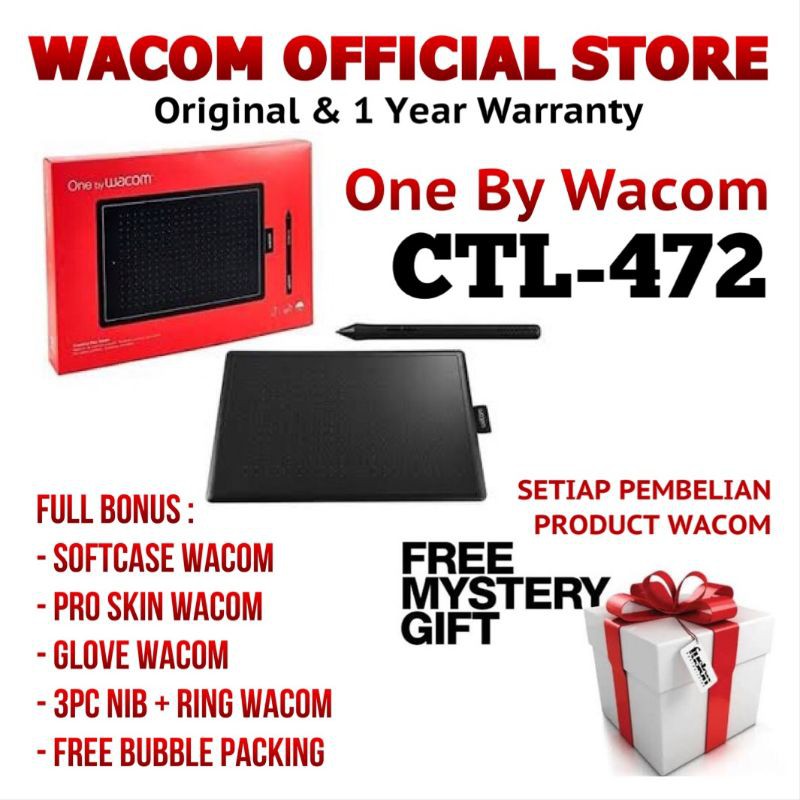 Wacom One CTL-472 Small Drawing Tablet [ WACOM OFFICIAL STORE SURABAYA ]