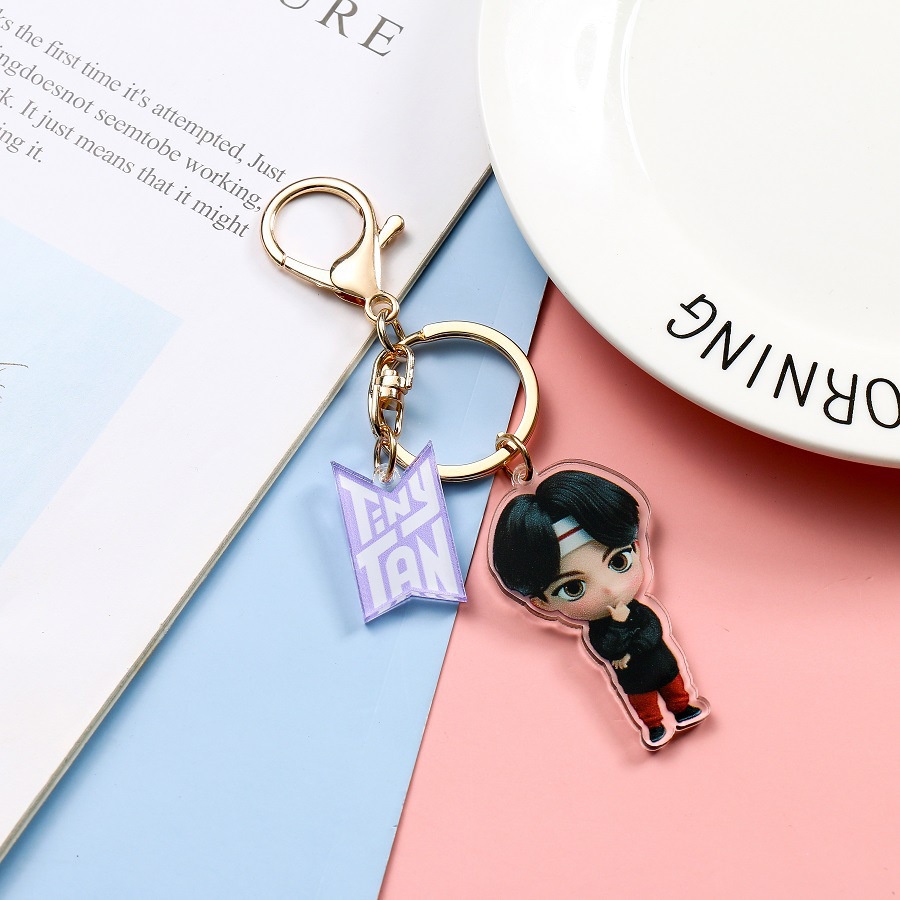 1pc / set Gantungan Kunci Karakter BT21 Jimin Jin Suga Bahan Akrilik Gaya Korea Untuk Wanita