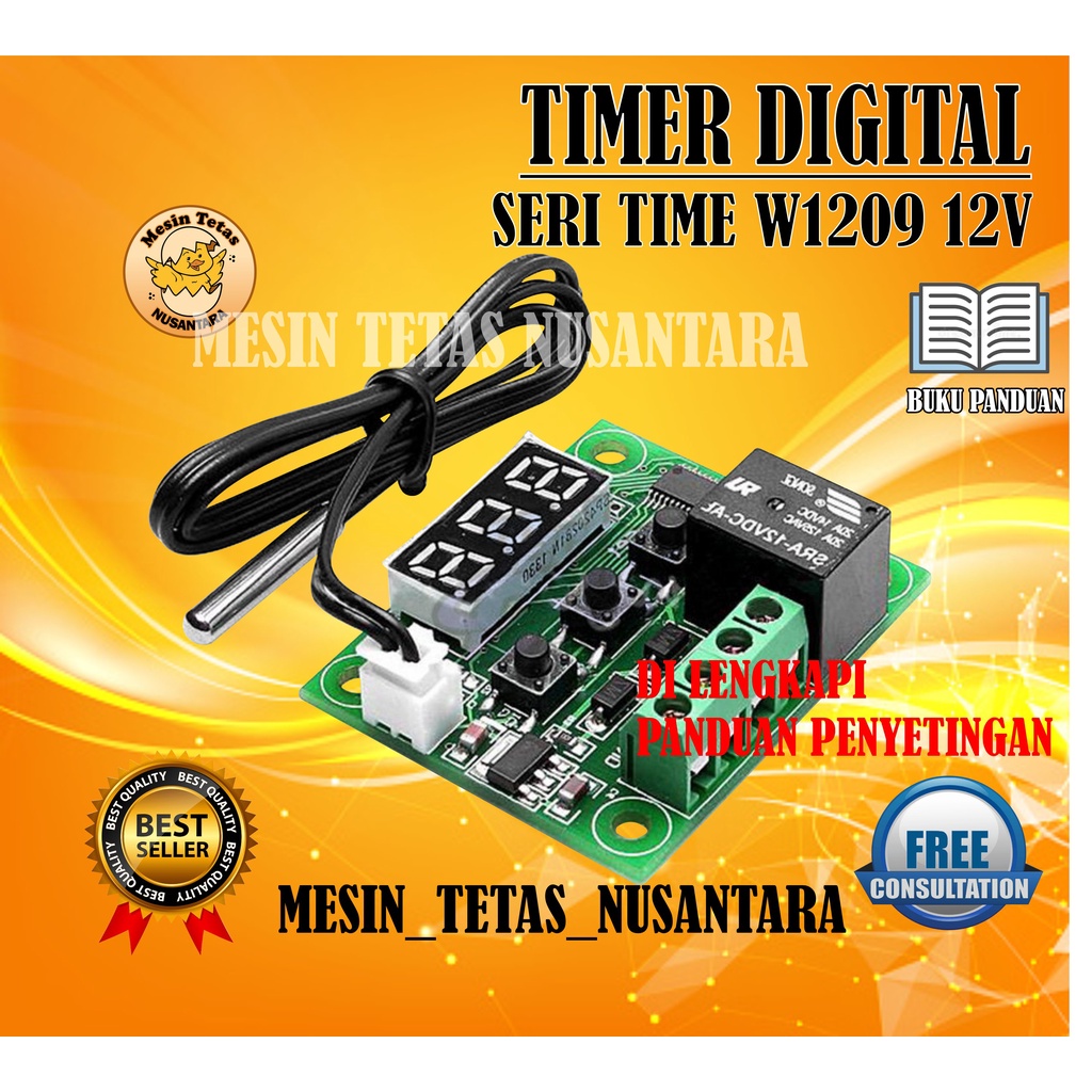 Termostat Digital 12V W1209 untuk Mesin Tetas