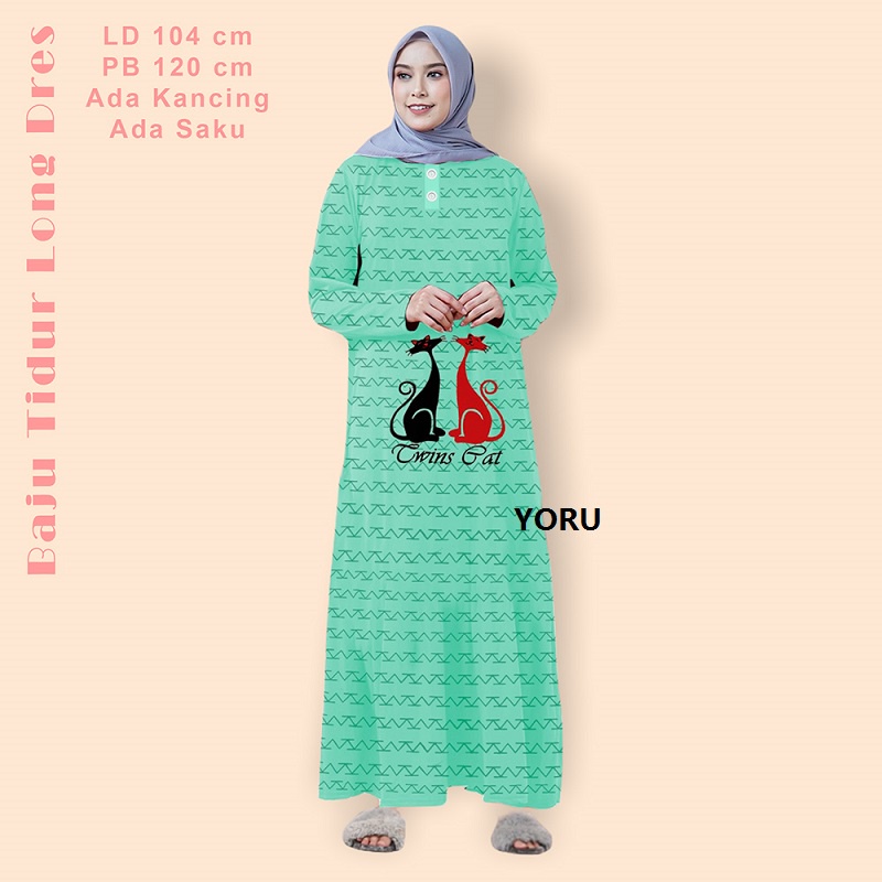 Pamelo Baju Tidur Daster Panjang Wanita Busui Kancing Baju Terusan Long Dress Muslimah Terusan Gamis Baju Tidur Muslim