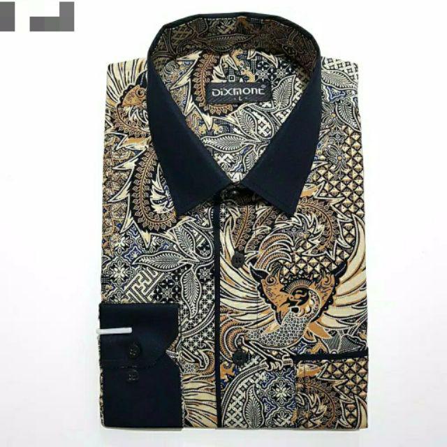 Kemeja Batik Pria Lengan Panjang Bl51 Katun Motif Modern Dixmont Semi Slimfit Premium