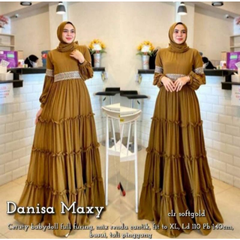 Danisa Maxy | Gamis Ceruty babydoll | full puring | Gamis Renda | Gamis Busui | Gamis Lebaran | Gami