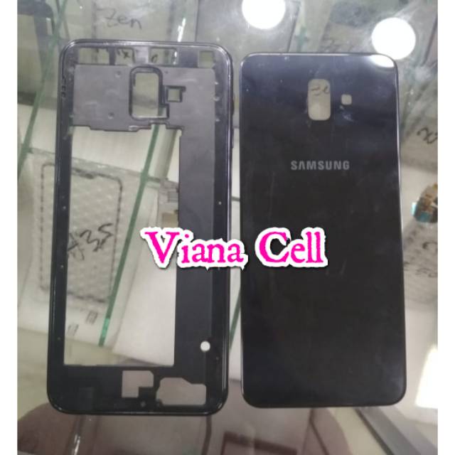 BACK DOOR BACKDOOR TUTUP MESIN TULANG BELAKANG SAMSUNG J6 PLUS J6PLUS J610 ORI HITAM