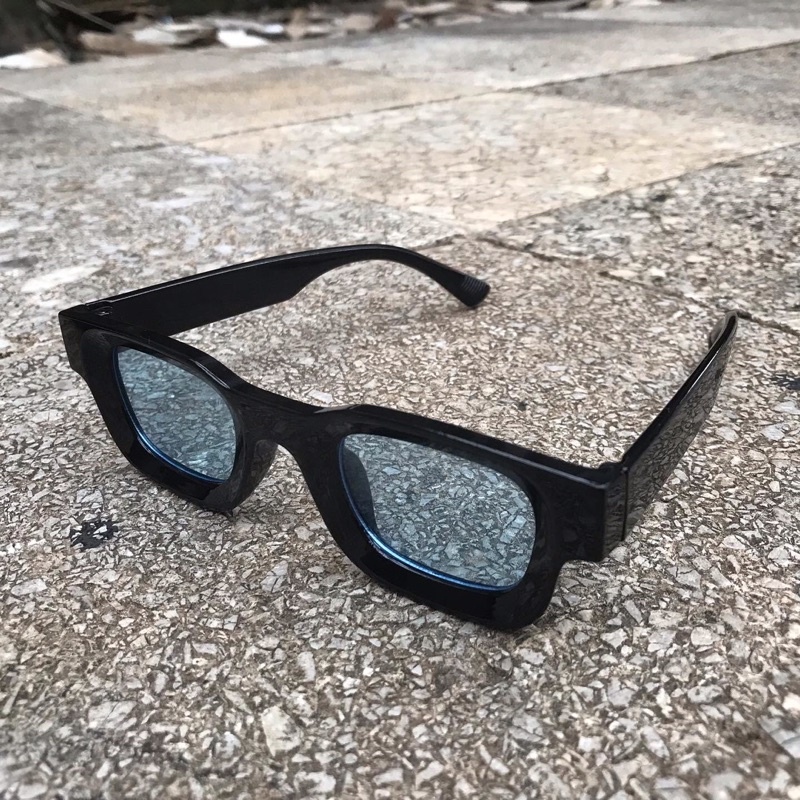 GLASSES - SMALL BOLDIE BLACK ON BLUE LENS