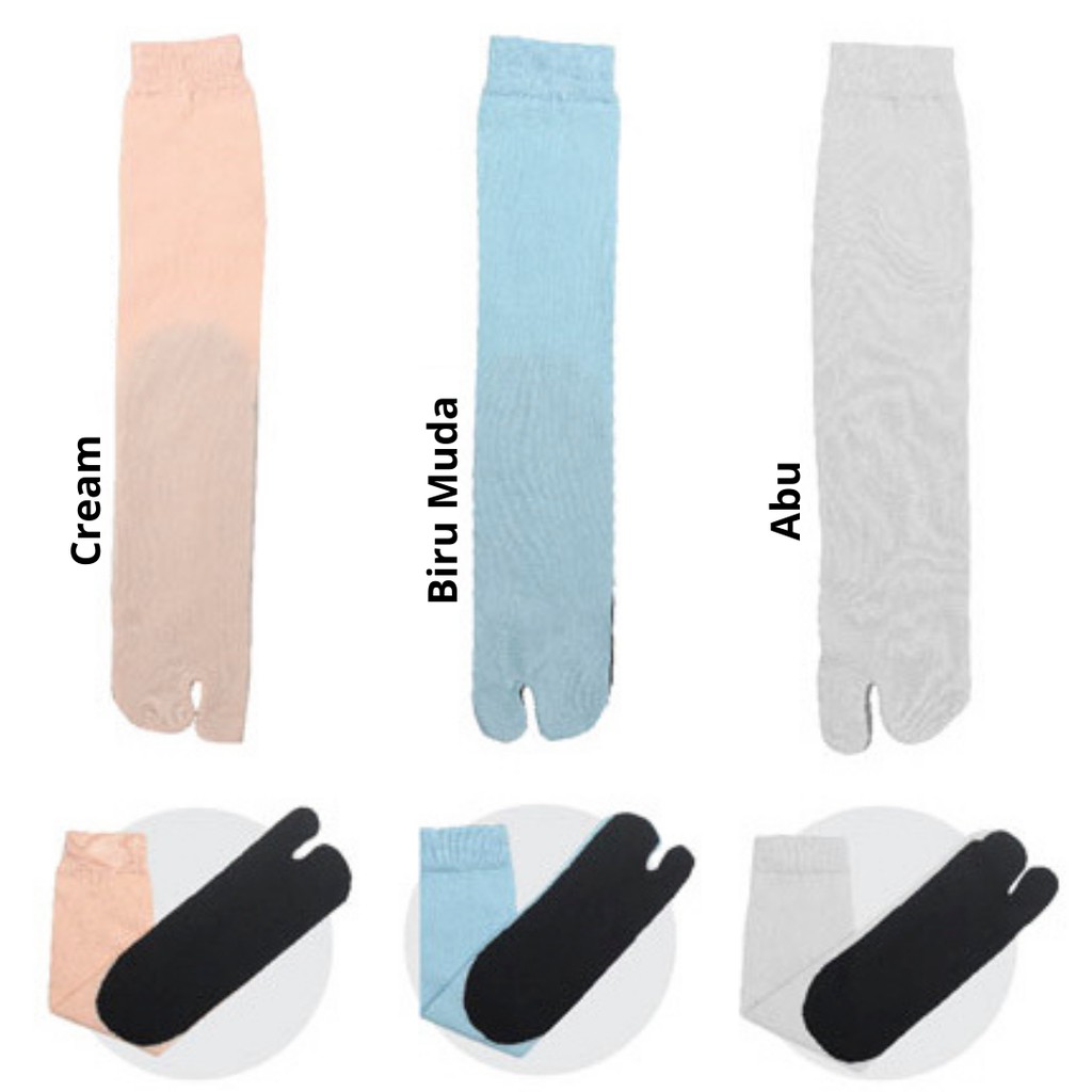 Kaos Kaki Muslimah Jempol Panjang Polos Grosir Lusinan Random Bahan Nylon Tapak Telapak Hitam